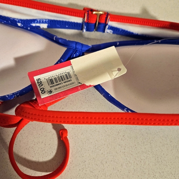 NEW Xhilaration American Flag Push Up Halter Bikini Top Americana Patriotic - Picture 2 of 3